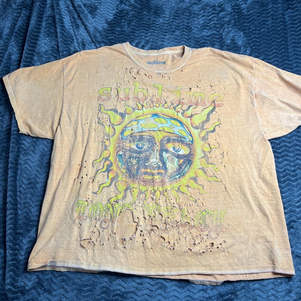 SUBLIME Long Beach Vintage T-SHIRT Sun Distressed Destroyed Size L/XL